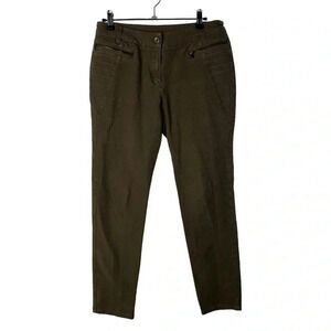 Chatelaine Voyage Dark Brown Moto Skinny Leg Pants 8